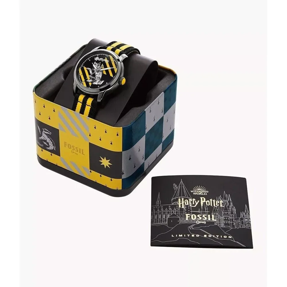 FOSSIL Harry Potter 3-Hand Hufflepuff Ltd Ed Nylon Watch Collectible #1436 NWT